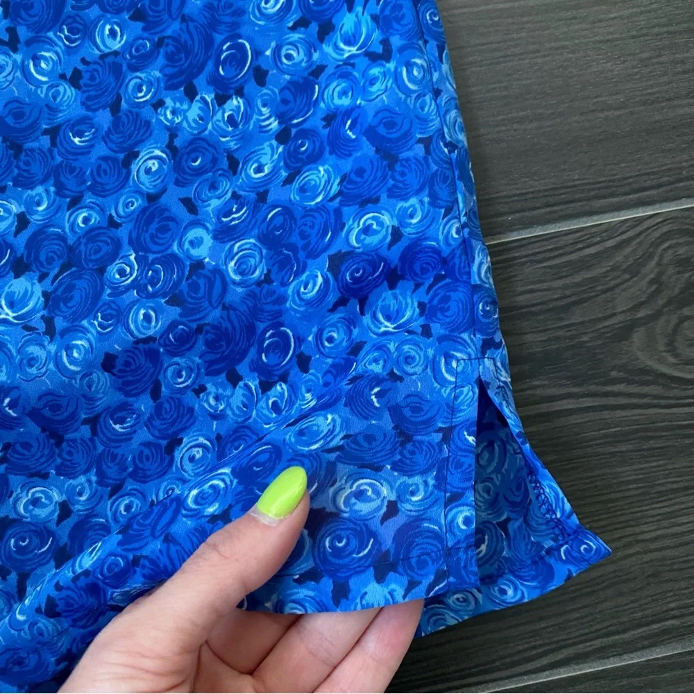 90s California Concepts Mini Blue Rose Print Skirt - Picture 4 of 7